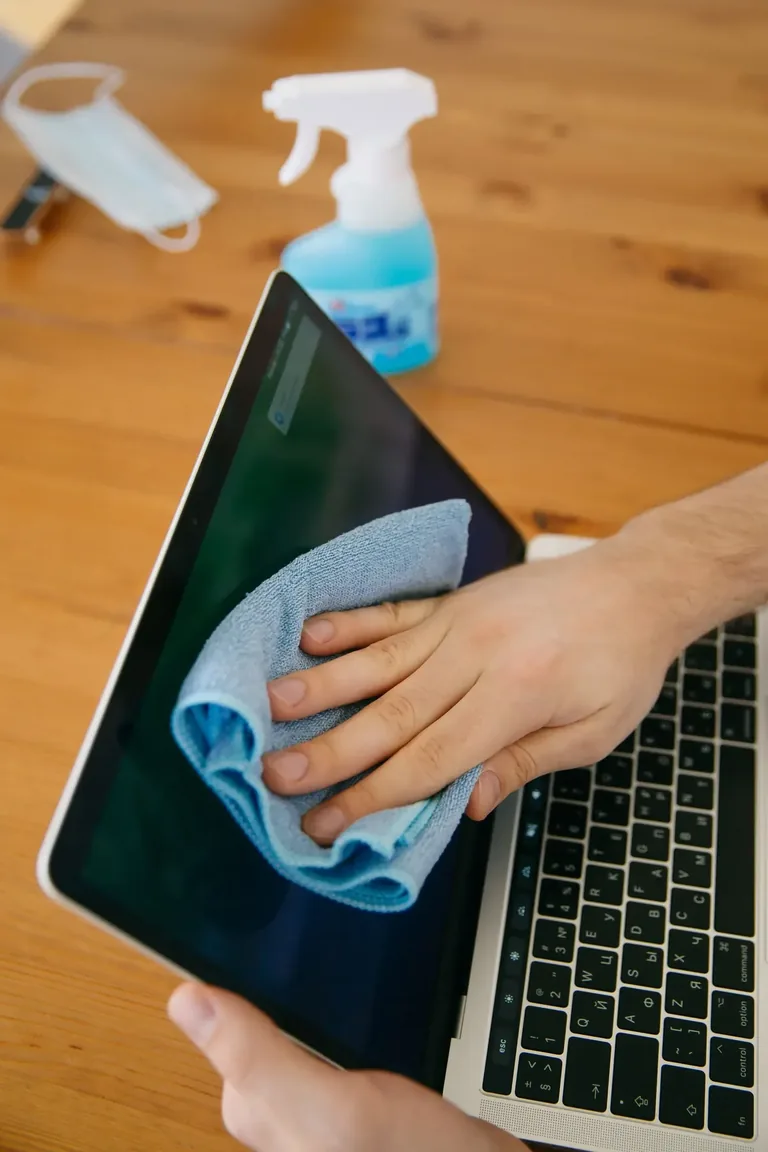 Professional cleaner working in an office