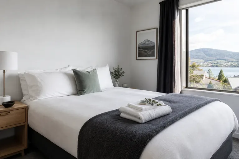 Freshly prepared bedroom in a short-stay property