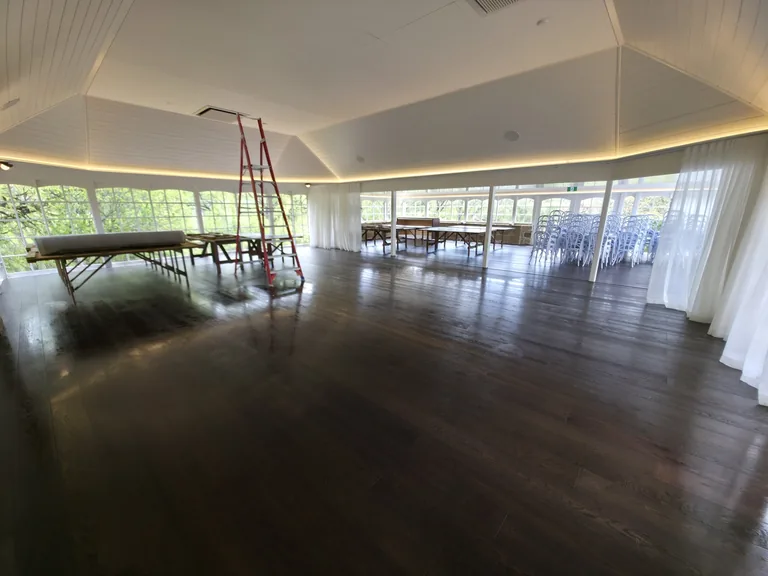 Stonefield Estate reception hall during our post-renovation clean for Abode Restoration